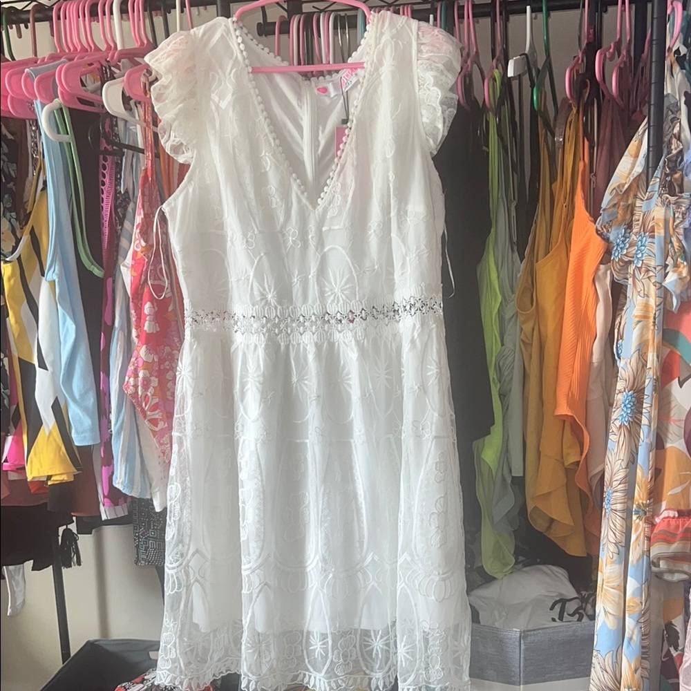 Elegant White Lace Dress- BRAND NEW